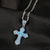 Women's Iced Blue/Red Princess Cut Cross Pendant in White Gold🌟BUY 1 GET 1 FREE - Buulgo