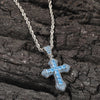 Load image into Gallery viewer, Women&#39;s Iced Blue/Red Princess Cut Cross Pendant in White Gold🌟BUY 1 GET 1 FREE - Buulgo