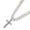 갤러리 뷰어, 8mm Men Pearl Necklace Cross Pendant - Buulgo에 이미지 로드