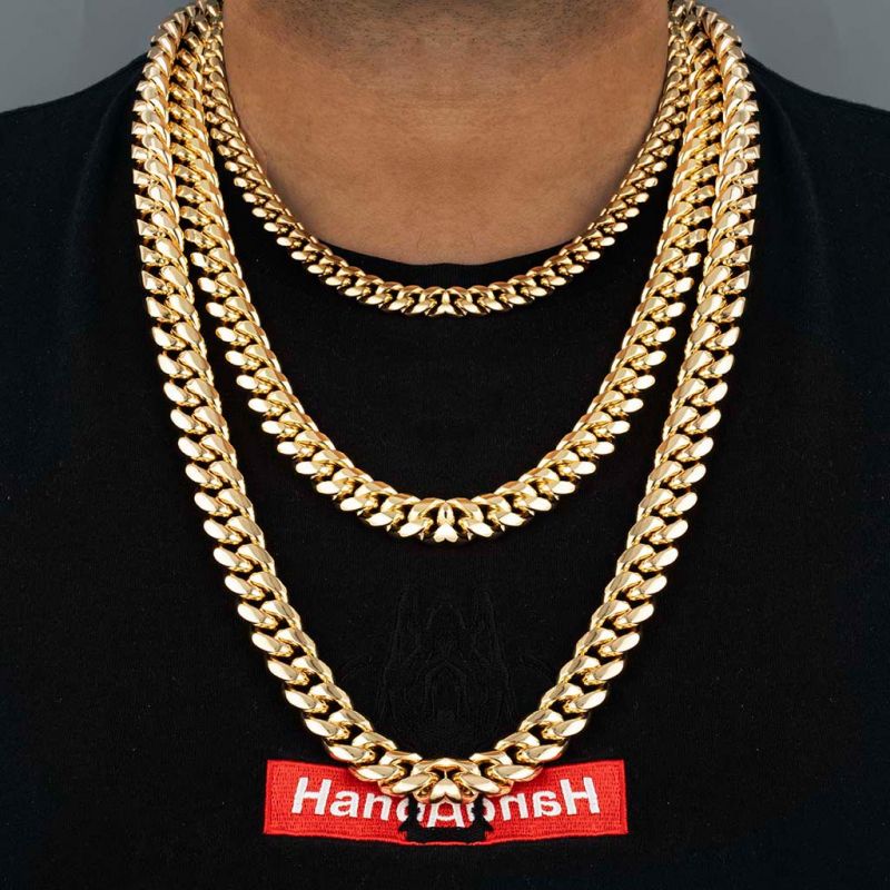 12mm Stainless Steel Cuban Chain in Gold - Buulgo