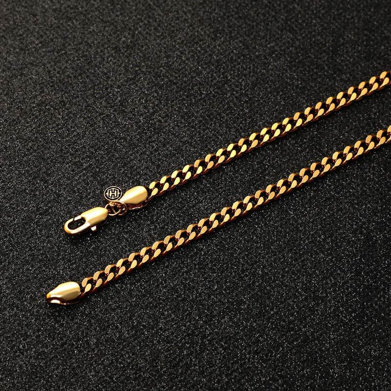 5mm Stainless Steel Cuban Chain in Gold - Buulgo