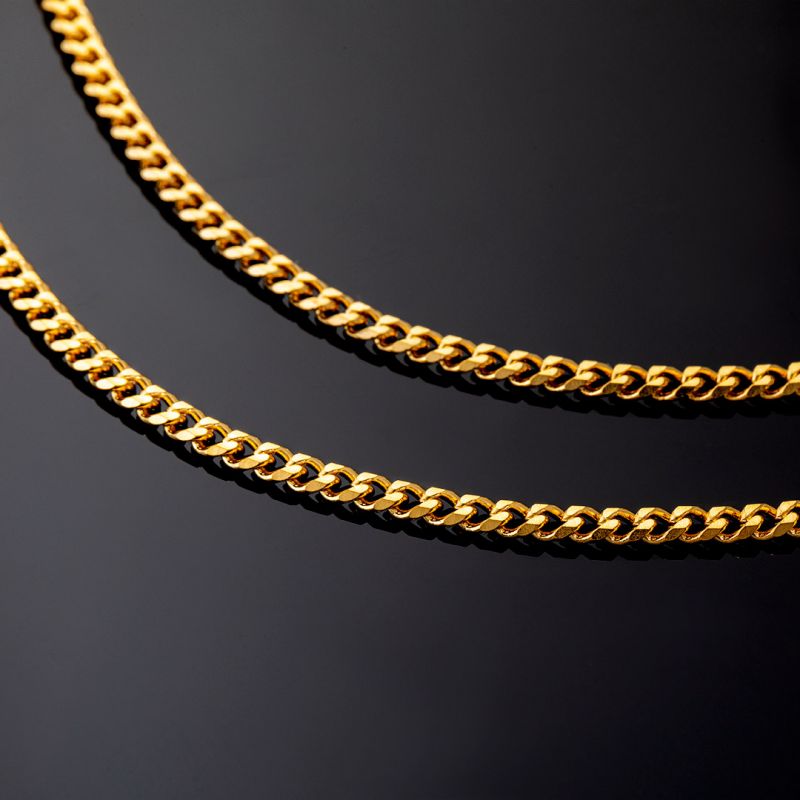 2.5mm Diamond-Cut Stainless Steel Cuban Chain in Gold - Buulgo