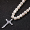 8mm Men Pearl Necklace Cross Pendant - Buulgo