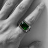 Emerald Inlaid Stainless Steel Ring - Buulgo