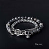 Load image into Gallery viewer, Round Stone Bead Skull Head Chain Stainless Steel Bracelet - Buulgo