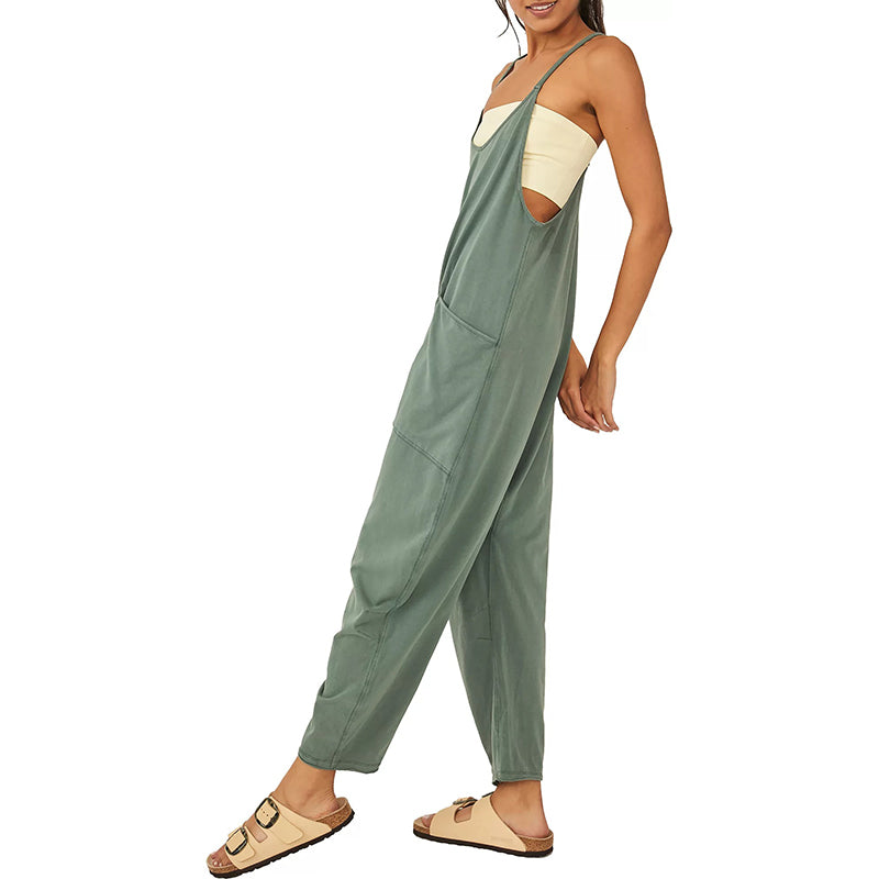 Wide Leg Jumpsuit with Pockets - Buulgo